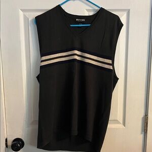 Black Sleeveless Vest with Stripes